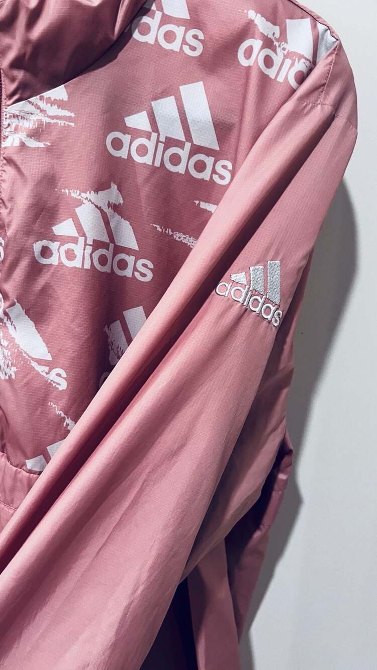 Adidas Pink Logo Print Half Zip Windbreaker Jacket XL - Picture 6 of 7